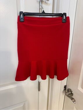 Women's Red Flounce-Hem A-Line Skirt